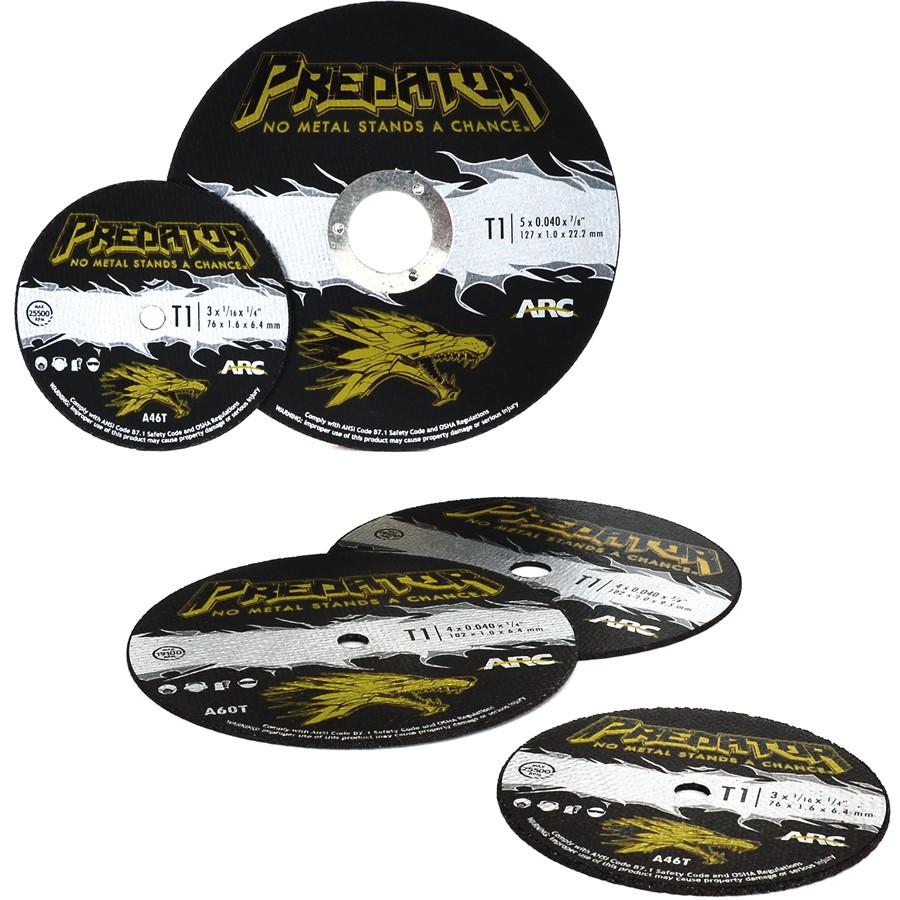 904163803 Arc Abrasives Predator-Cut Off Wheels,Type 1,4"x 1/16"x 3/8".